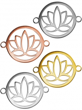 Lotusblüte small (15 mm) mit zwei Ösen in verschiedene Oberflächen