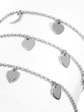 Armband "Herzen" mit Verlängerungskettchen in 925 Silber rhodiniert