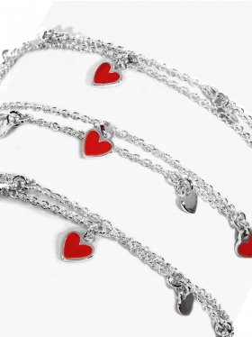 Armband "rote Herzen" mit Verlängerungskettchen in 925 Silber