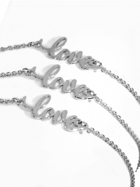 Armband "Love" mit Verlängerungskettchen in 925 Silber rhodiniert