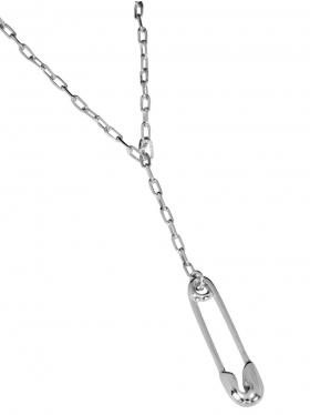 Silberkette "Sicherheitsnadel", 925 Silber rhodiniert, L 40+5 cm