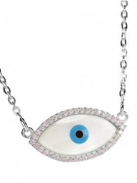 Silberkette "Auge des Nazar", 925 Silber, L 42+3 cm