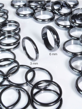 Hämatit, Ring, Breite 3 oder 6 mm, verschiedene Ringgrößen