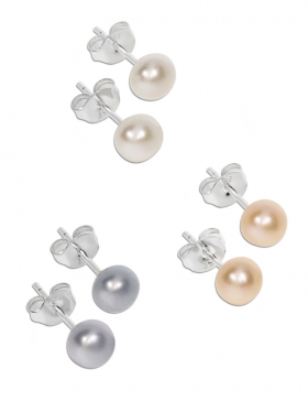 Perle ø 6 mm, Ohrstecker in verschiedene Farben, 925 Silber, 1 Paar