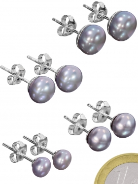 Perle grau oder petrol, Ohrstecker in verschiedenen Größen