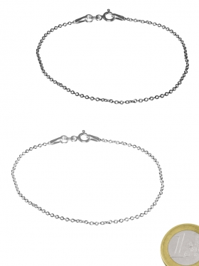 Armband, Anker 1,6 / 1,2 mm, Länge 18 cm, mit Federring, 925 Silber (Silber, rhodiniert)