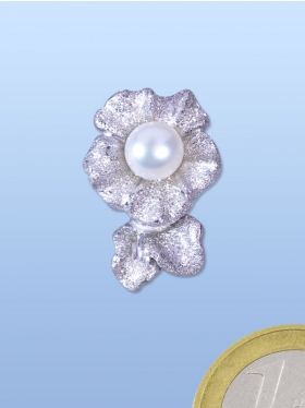 Wechselclip Blume mit Süßwasserperle magnetisch, rhod. diamantiert
