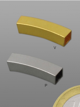 Rohr Vierkant gebogen Messing - platin beschichtet od. vergoldet, 5 x 20 mm, VE 10 St.