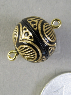 Magnetverschluss, Kunststoff Gravur, gold/schwarz ø 14 mm, VE 1 St.