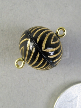 Magnetverschluss, Kunststoff Rillengravur, gold/schwarz ø 14 mm, VE 1 St.