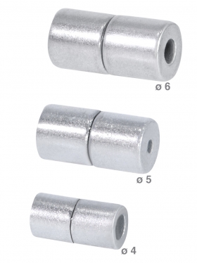 Magnetverschluss Zylinder, Kunststoff chrom, verschiedene Größen, VE 5 St.