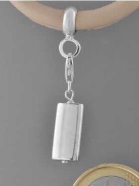 Charm mit Silberrohr flach, L. ca. 2,8 cm