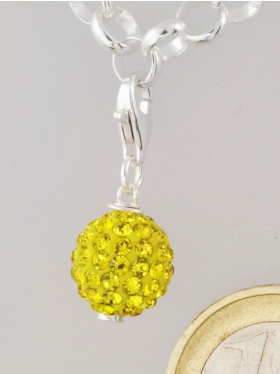 Charm mit Strass-Keramik-Perle gelb, L. ca. 2,5 cm