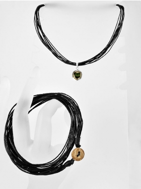 Baumwollkette und Armband in einem, schwarz, in verschiedenen Längen - 1 St.
