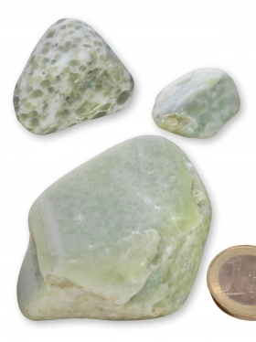 Nephrit aus der Schweiz, Trommelsteine XL matt, 3 Unikate