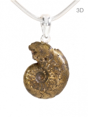Gold-Ammonit aus den Midi-Pyrénées, Frankreich, Anhänger mit Silberöse