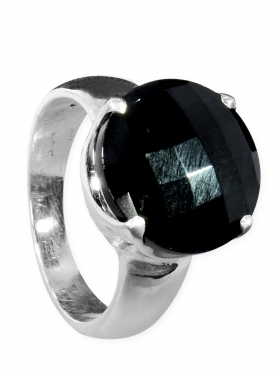 Spinell, facettierter Ring Gr. 59 in 925 Silber, Unikat