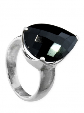 Spinell, facettierter Ring Gr. 58 in 925 Silber, Unikat