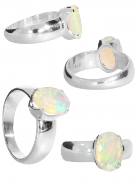 Opal aus Äthiopien, Ring facettiert in verschiedenen Größen, 925 Silber