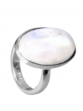 Regenbogenmondstein aus Indien, Ring Gr. 53 in 925 Silber, Unikat