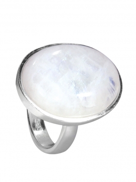 Regenbogenmondstein aus Indien, Ring Gr. 53 in 925 Silber, Unikat