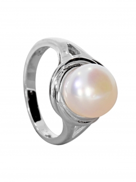 Perle weiß, Ring, Silber rhodiniert, verschiedene Größen, 1 St.