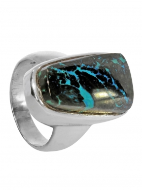 Ring aus dem Schmuckstein Chrysokoll in 925 Silber, Ringgröße 52, Unikat