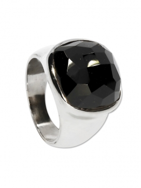 Ring Onyx aus Brasilien, carrée 17 mm (quadratisch) facettiert, verschiedene Größen