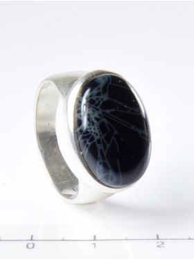 Spiderweb-Obsidian, Ring, Größe 60, Unikat
