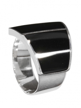 Perlmutt schwarz aus den Philippinen, Ring verstellbar, 925 Silber, 1 St.