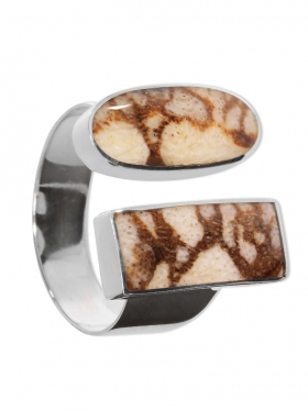fossile Koralle (Tigerkoralle), Ring in verschiedenen Größen 925 Silber, 1 St.