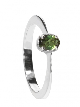 Turmalin grün aus Brasilien, facettierter Ring gefasst in 925 Silber, verschiedene Größen, 1 St.