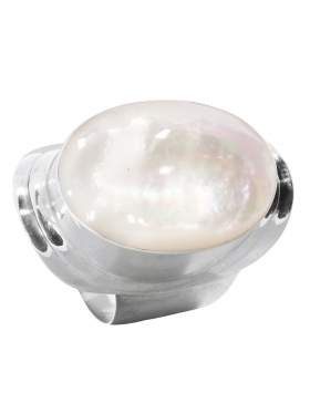 Perlmutt weiß, Ring in verschiedenen Größen, 925 Silber, 1 St.