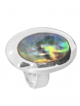 Perlmutt black rainbow, Ring in verschiedenen Größen 925 Silber, 1 St.