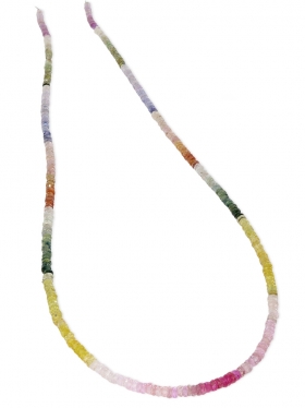 Saphir multicolor Glas gefüllt, Linse facettiert 3 mm, Strang Länge ca. 47 cm, 1 St.