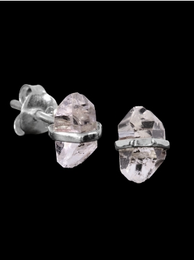 Bergkristall Doppelspitze (Herkimer), Ohrstecker in 925 Silber