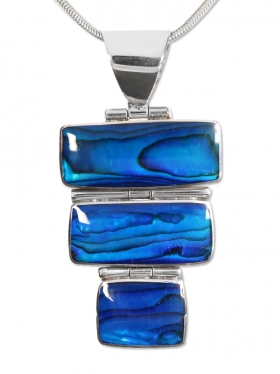 Paua-Muschel mit blauem Kunstharzüberzug, Anhänger mit Öse, 925 Silber, 1 Stück