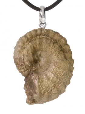 Souvenir aus Frankreich (Provence) - Ammonit Anhänger, Öse 925 Silber rhod., Unikat