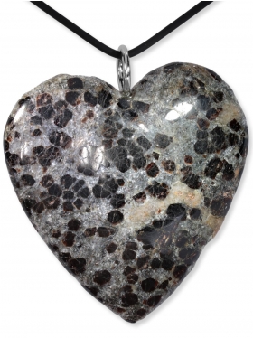 Granat in Glimmerschiefer, Anhänger Herz mit Silberöse aus Kärnten, Unikat