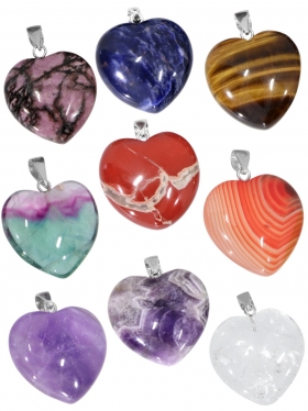 Anhänger Herz mit Silberöse in verschiedene Steinarten