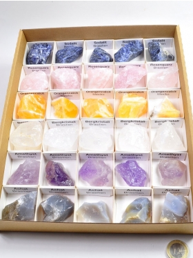 Mineralien-Box, verschiedene Rohsteine