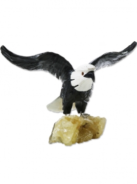 Marmor Adler aus Peru auf Calcit Sockel, Unikat