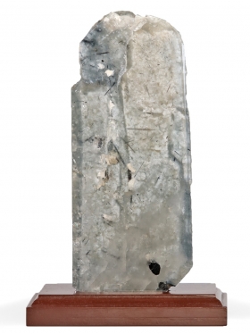 Skelettquarz Anschliff mit Turmalin schwarz, Deko-Mineral, Unikat