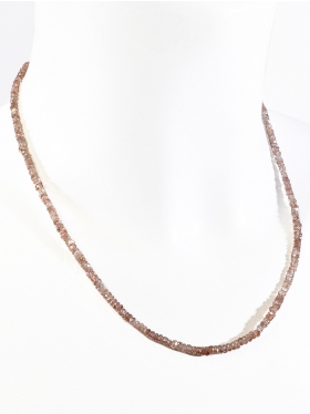 Zirkon facettiert in Linsenform ca. 3 mm, Halskette mit Karabinerverschluss aus 925 Silber, Länge ca. 45 cm