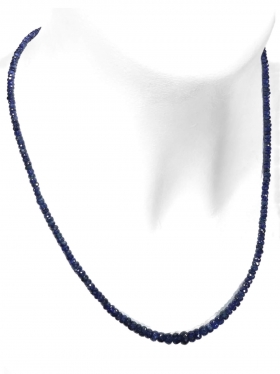 Saphir blau Halskette mit Verlauf , L 45 cm mit Verlängerungskettchen aus 925 Silber, 1 Stück