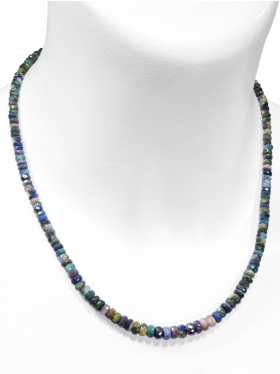 Opal gefärbt aus Äthiopien, Halskette L 42 cm + 3,5 cm Verlängerungskettchen