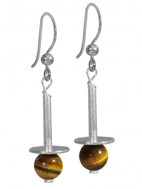 Golden Tigereye from South Africa, hanging earring in 925 silver