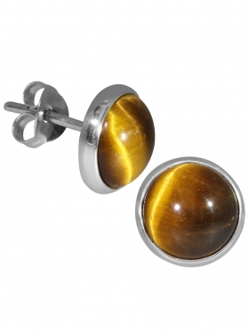 Golden Tigereye from South Africa, stud-earring ø 10 mm