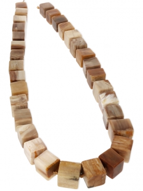 versteinertes Holz aus Mexiko, Würfel 11/11 mm, Strang Länge ca. 41 cm, 1 St.