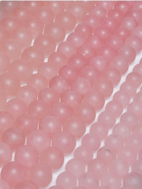 Rose Quartz frosted from Brazil, round beads string ø 12 mm